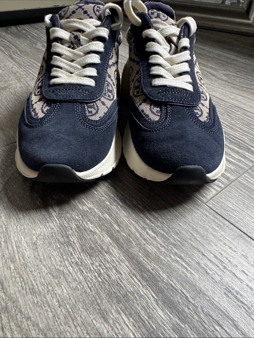 Tory Burch Navy and Cream Patterned women’s Sneakers - Picture 4 of 10